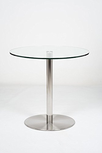 Round Glass Top Pedestal Table | Small Clear Glass Kitchen Dining Table | 80cm Modern Circular 2 - 4 Seater Breakfast Bistro Table | Target by Modern Furniture Direct