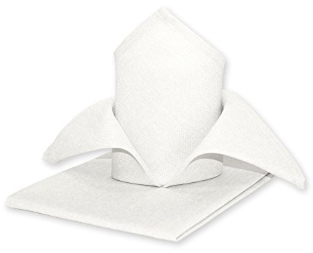 Haus und Deko Stoffservietten 4er Pack Struktur Leinen-Optik bügelfrei 50x50 cm Servietten #1239 (weiß)