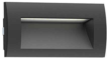 ledscom.de LED encastré mural ZIBAL, downlight pour l'extérieur, IP65, noir mat, 140 x 70mm, 3,3 W, 223lm, blanc froid