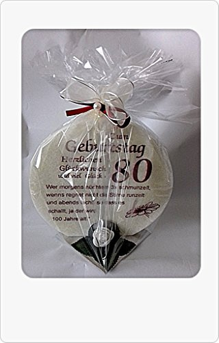 Geburtstagskerze Geschenk Kerze zum 80. Geburtstag 215g Grundpreis 139,30€/kg