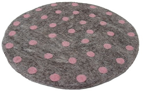 Maharanis FAIRTRADE Handgefilzter Untersetzer Unterlage Stuhlkissen Sitzkissen 35 cm graumeliert gepunktet in rosé