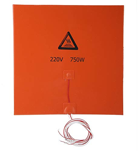 VBESTLIFE 3D Drucker Teile Heizkissen,Silikon Heiß Beheizte Bett Heizkissen,Orange(220v 750w 300 * 300mm)