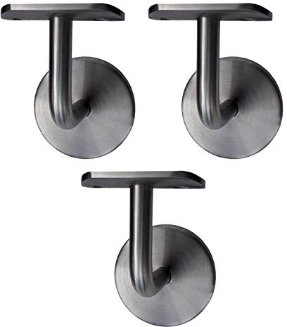 SOTOOLS 3 x Handlaufträger, Edelstahl, für Rohr 42,4 mm, starre Ausführung | Für Handlaufrohr und Holzhandlauf, Abdeckrosette.