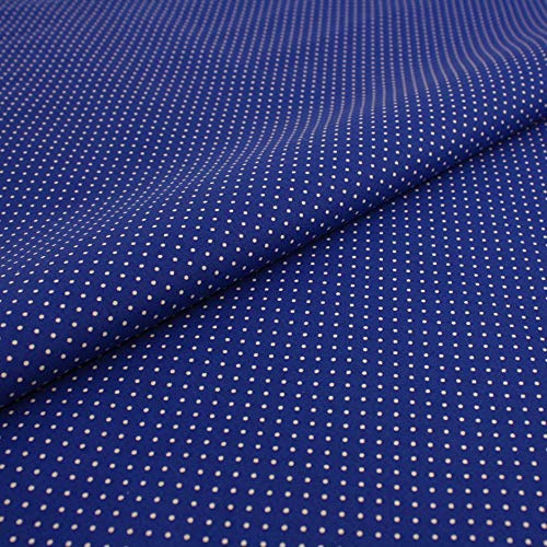 Stoff Meterware Punkte 2 mm Baumwolle - 1 Meter, Baumwollstoff, Schadstoffgeprüft, Gepunktet, Tupfen, Kinder, Fasching, Karneval (Weiß auf Kobalt Blau)