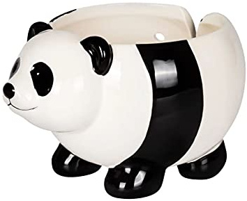TIAVNTD Keramik-Garnschale, Panda-Strickwolle für Strick- und Häkelprojekte, handgefertigte Wollschale, schützt Wolle und verhindert Verheddern, 19,8 x 10,7 cm Schwarz, M