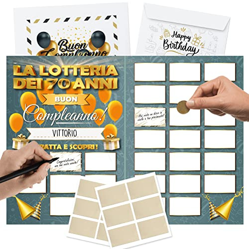 Cadeau 70 Ans Homme Femme - Jeu à Gratte et Gagner Personnalisé - Blagues Cadeaux Drôle