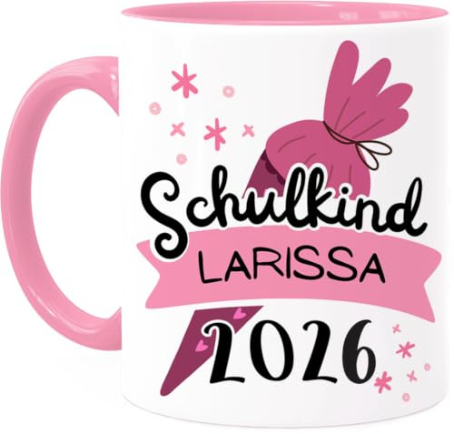 Tassenliebling® Schulkind 2026 Tasse personalisiert - Rosa - Einschulung Mädchen Junge Geschenk zum Schulanfang Inhalt Schultüte für 1. Klasse Geschenk - Grundschule Vorschule