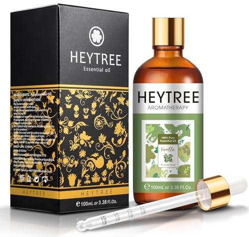 HEYTREE Aceite esencial de vainilla 100ml Aceite puro de vainilla para aromaterapia Difusor Masaje Fragancia DIY Vela Fabricación de jabón