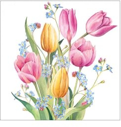 AMBIENTE Serviette Tulpen Bouquet 5 oder 20 Stück 33x33cm Papierserviette Serviettentechnik Tischdeko 20 Stück