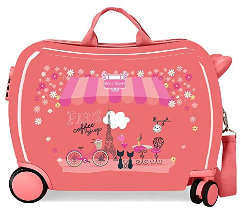 Roll Road Coffee Shop Rosa Kinderkoffer 50 x 39 x 20 cm starres ABS-Seitenkombinationsschloss 34 l 1,8 kg 4 Räder Handgepäck