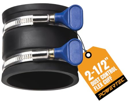 POWERTEC 70337 Dust Control Flex Cuff with Key Hose Clamps, 2-1/2-Inch, Black, 1 Count (Pack of 1)