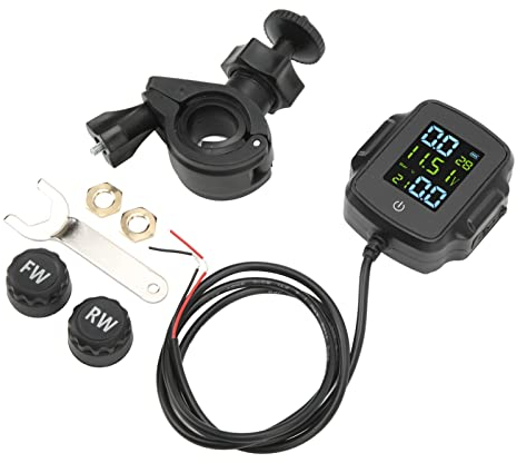 AMONIDA Moto TPMS, DC 12V Reifendruckkontrollsystem Langlebig Hohe Genauigkeit für Motorräder