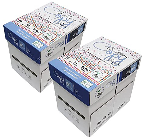 Excellent Copy format A4-21 x 29,7 cm 80 g – Lot de 5 rames de 500 feuilles – Papier de bureau, impressions, photocopies, multi-usages (10 rames)
