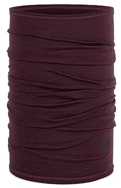 Buff Braga de cuello Merino Lightweight Hombre Mujer Adulto, Bufanda Multifuncional 100% Lana Merino, Senderismo, Aire Libre, Sostenible, Ligera, Fina, Talla Única, Marron garnet