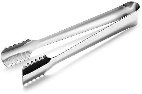 Forgast Edelstahl Servierzange | 16,5cm | Küchenzange | Kochzange | Bratzange | Zuckerzange | Salatzange | Lebensmittel Zange | Ideale Zangefür Eiswürfel, Salate, Kuchen, Süßigkeiten