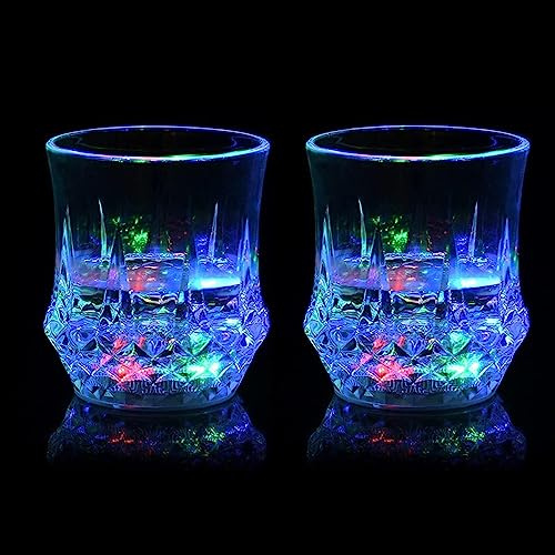 2pc 200ml Gobelet Lumineux Clignotants LED Verres à Boire Changeant de Couleur Verre à Eau Automatique Verre à Vin pour Discothèque Bar Clubbing Whisky Verre à Bière Cadeau de Noël Anniversaire