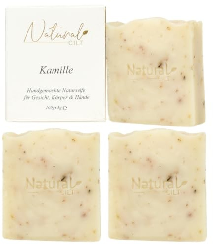3x Natural Cilt Kamillen Seife - 100% Naturseife - ohne bedenkliche Inhaltsstoffe - Zertifiziert - Handgemacht - Duschseife für alle Hauttypen - Duschgel - Naturkosmetik
