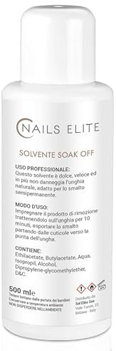 Nails Elite Solvente Soak Off 500 ml Solvente dolce per rimuovere Semipermanente Solvente Soak Off UV - LED