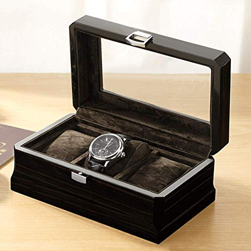 SilteD Uhrenbox – Uhrenvitrine mit 3 Fächern, Uhrenaufbewahrung aus Holz, Uhren-Display-Organizer für Herren und Damen Present