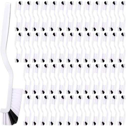 Rtteri 100 Pcs Kitchen Scrub Brush Bulk Sink Bathroom Brush Edge Corner Cleaning Brush Mini Grout Brush Right Angle Scrubbing Brush with Stiff Bristle for Household Window Track Bottle Tile Lines