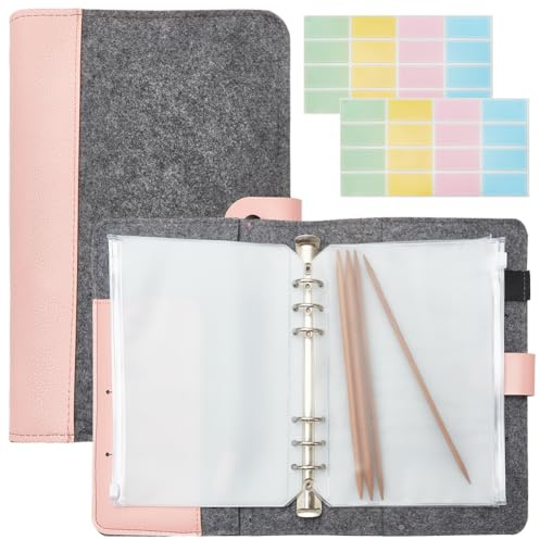 INFUNLY Ein Set Filz-Rundstricknadeletui, 10 x 7 Stricknadeln, Aufbewahrungsorganisator, Stricknadelhalter, Häkelnadeln Mit 15 Bindertaschen, 10 Etikettenpapier Zum Sammeln Und Sortieren