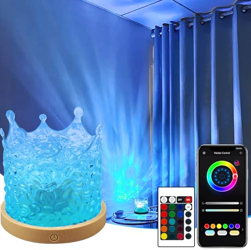Uonnet Ocean Wave Projector Light, 16 Colors Gradual Rotating Flame Water Lamp with App & Remote Control for Home Office Bar Restaurant