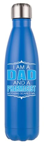 I Am a Dad And a Pharmacist, Gift For Fathers Day, Stainless Steel Cola Bottle. (Matt Dark Blue)