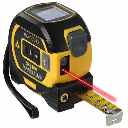 kwmobile 3-in-1 Laser-Entfernungsmesser - Präzises digitales Maßband mit Laser - Massband mit Laser - Rollmeter 5m - Lock-Funktion und robustes ABS-Gehäuse - Kreuzlinie Kreuzlaserlinie