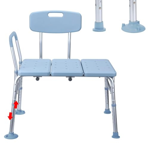 Froadp Sedia da bagno per anziani, antiscivolo, per vasca da bagno, regolabile in altezza, con braccioli e schienale, per anziani e disabili, fino a 150 kg