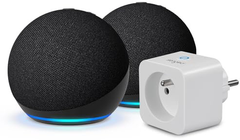 Echo Dot (5e génération) | Anthracite, pack de 2 + Sengled Smart Plug, Fonctionne avec Alexa - Kit de démarrage Maison connectée