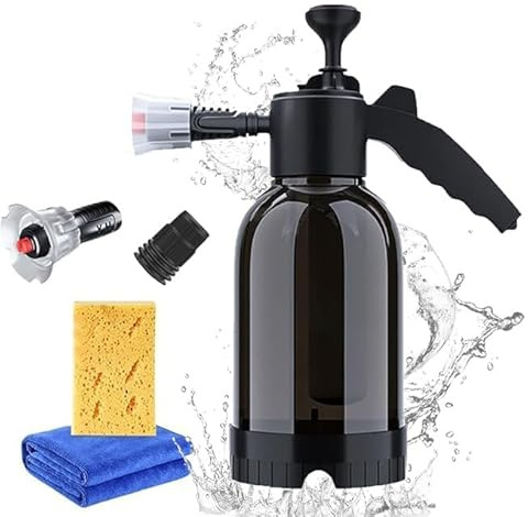 Snow Foam Sprayer 2L Car Foam Sprayer with 2 Types of Nozzle Pneumatic Foam Cannon Pressure Atomizer Pump Sprayer Air Pressure Washer for Car Washing