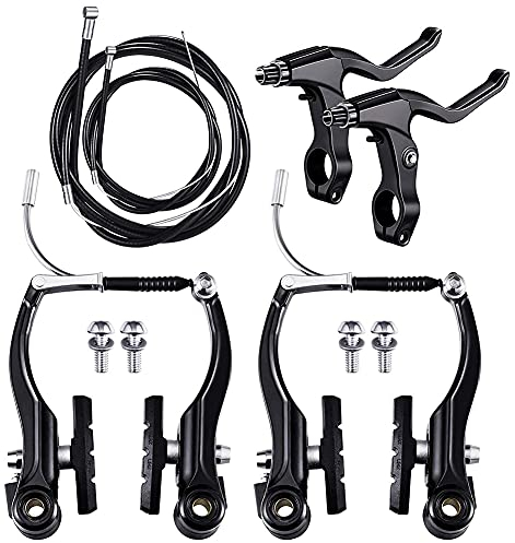 Rtppyakk Komplettes Fahrrad und Mountainbike Set, V Bremse + ÄUßEre Kabel + Hebel + Vorder und Radbremse Kabel Fahrrad Bremse ZubehöR