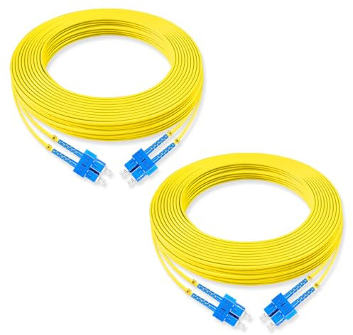 Lebrudos Cavo patch in fibra ottica da 15 metri, da SC UPC a SC UPC, Duplex Single Mode Fiber Cable Jumper OS2 G652D 9/125μm, 1310nm/1550nm LSZH 3,0 mm