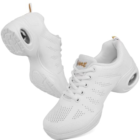Asyusyu Dance Sneakers for Women with Split Sole and Air Cushion.White-8