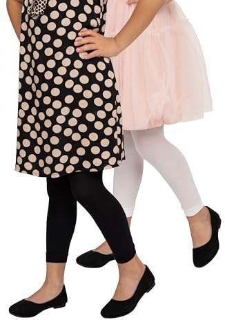 looksy 2 paia di collant senza piede per ragazze lunghezza 7/8 pantaloni indispensabili per la vita quotidiana selezione Activewear per bambini scuola danza balletto taglie da 3 a 12 anni, weiß /