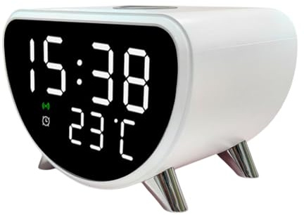 Väckarklocka med trådlös laddning, trådlös laddare väckarklocka - digital väckarklocka med temperaturmätare | sömntimer, 15 W snabb trådlös laddningsstation för sovrum,