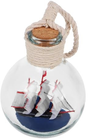 EXQUIMEUBLE Drift Bottle Glass Boat Ornaments Coastal Decor for Nautical Bedrooms Mediterranean Style Handheld Design Unique Sailboat Display for