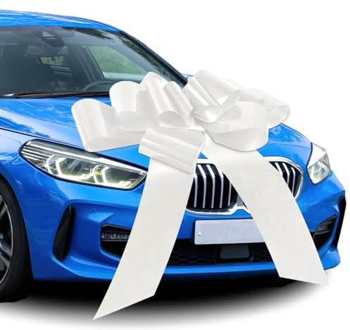 Moosono Große Weiß Schleife für Auto, 30 inches Geschenkschleifen Große, Riesige Autoschleife, Schleife Für Auto, Car Bow für Fahrrad und Schleife mit Saugnapf,18 Geburtstag Auto | Weiße große Schleife mit Saugnapf, Geschenkdeko für Auto, Fahrrad, Car Bow und Überraschung zum 18. Geburtstag