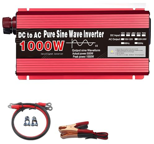 CIELOBLOEN Transformateur de Puissance Portable - Adaptateur 12V/24V 220V - Convertisseur Pur Sinus Onduleur 1000W/1600W/2200W/3000W pour Voiture et Solaire pour Camion, Camping,12v-1000W