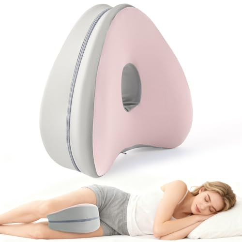Dioxide Kniekissen für Seitenschläfer Beinkissen Ergonomisches (Rosa) | Seitenschläferkissen Knie mit Memory Foam hüftkissen für Stützt Beine, Knie, Hüfte, Rücken und Schwanger mit abnehmbarem