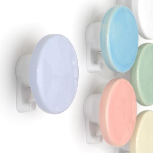 bomidé - Wandhaken Keramik rund – Handgemacht in Portugal, Garderobenhaken für Wand, Bad & Küche (2x Violett)