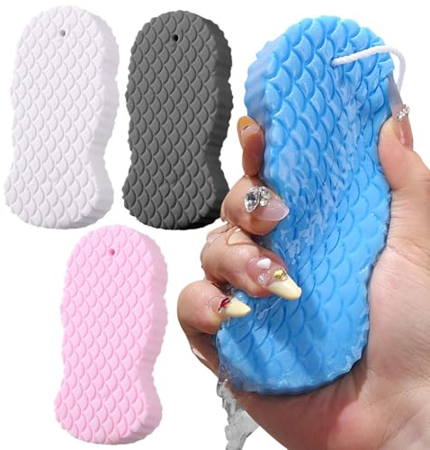 Spugna da doccia per il corpo 4 Pezzi Di Spugne Esfolianti E Detergenti | Articoli spugnosi per il lavaggio del corpo Set Per La Pulizia Quotidiana E Lo Strofinamento Per Ragazzi, Bambini, Donne,