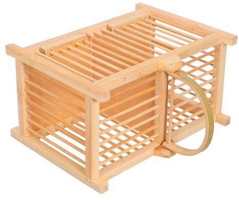KOMBIUDA Tierkäfig aus Holz für Grillen Heuschrecken und Hamster Kompakte Transportbox für Kleine Haustiere Leicht zu Reinigen Transportieren Dekorativ für Haustiergehege