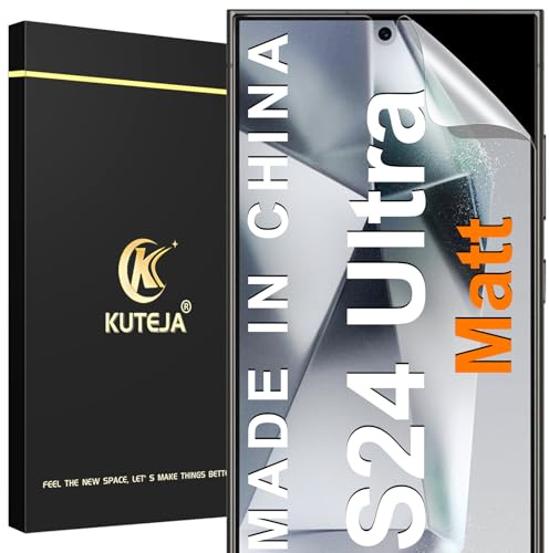 Kuteja Matt Schutzfolie für Samsung Galaxy S24 Ultra [3 Stück], Fingerabdruck-ID Unterstützen Full Screen Matte Schutzfolie, Anti-Fingerabdruck, Blendschutz Weich TPU Folie