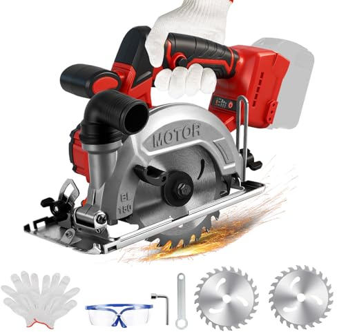 6 Inch Cordless Circular Saw for Milwaukee M18 18V Battery(No Battery), Brushless Motor, 0-45° Cutting Angle, Max Cutting Depth 1.9(90°), 1.26(45°), Idea for Wood, Plastic, Soft Metal