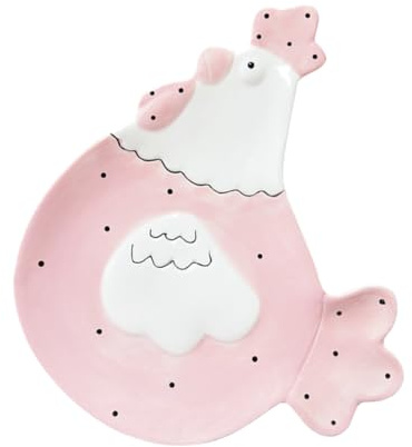 GALPADA Assiette à Dessert en Céramique Rose Forme Poule, Plateau de Biscuits et Gâteau 1 Pièce, Plat de Service pour Pâtisserie, Vaisselle la Cuisine Pratique et Décorative