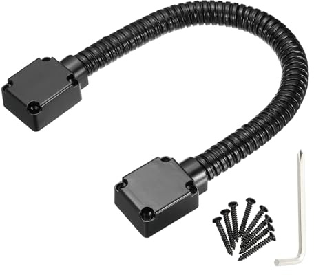 PATIKIL Armored Loop Power Transfer (16 Long, Fit 14mm(0.55), Black) Metal Flexible Gooseneck Exposed Mounting Sleeve Door Cable Protector with Zinc End Cap, Suit for - Access System