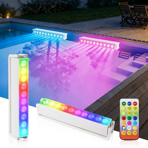 Facarler LED-Licht unter Wasser für Pool, kabellos & wiederaufladbar, tauchfähige Lampe mit Fernbedienung, 8 Leuchtmodi, IP68 wasserdicht, für Pool, Teiche und Partys (2 Stück)
