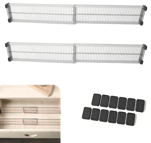 Rainway Lot de 4 Séparateurs de Tiroir Réglables, Organiseurs de Tiroir, Séparateurs Transparents Noirs, Organisateur tiroir Bureau, Diviseurs en Plastique, pour Cuisine, Bureau, Chambre et Dressing