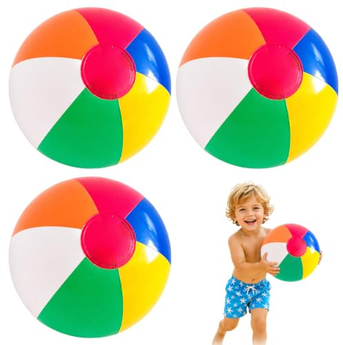 UWJOWP Pelota de Playa Hinchable (3 uds, 22 cm) - Balón Hinchable de Agua - Juguete de Piscina para Juegos Acuáticos en Familia